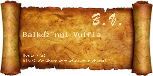 Balkányi Vulfia névjegykártya